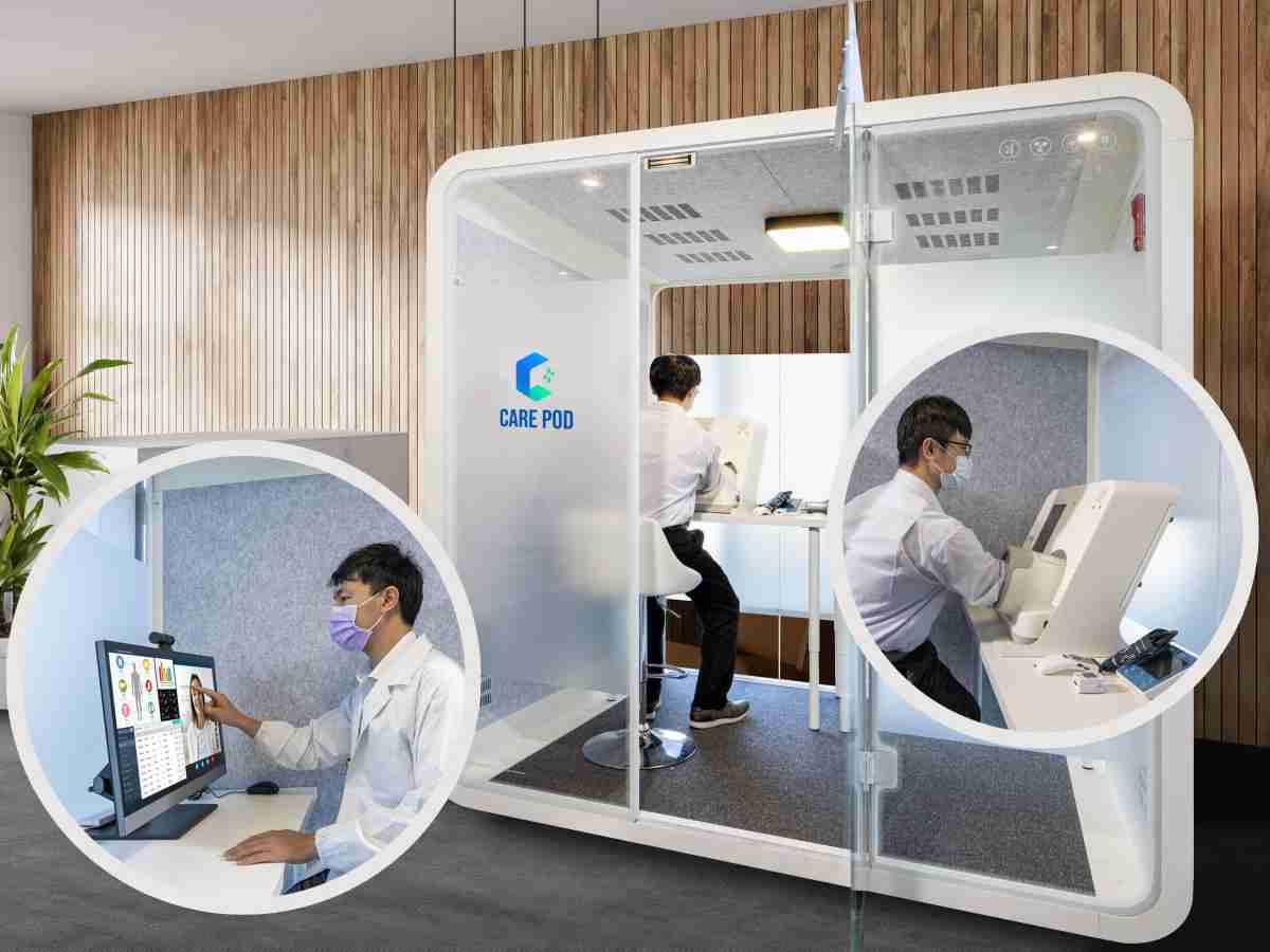 达擎于医疗科技展中展出＂远距诊疗舱＂，，以因应医疗数字化及社会高龄化趋势下、、、复诊及慢性病患等族群对于远距看诊需求逐渐升高所推出的创新整合方案。。多功能合一、、、高隐私性的远距诊疗舱可根据病患端与医师端的不同需求，，提供弹性化及客制化功能，，节省医生和病患的精力及时间