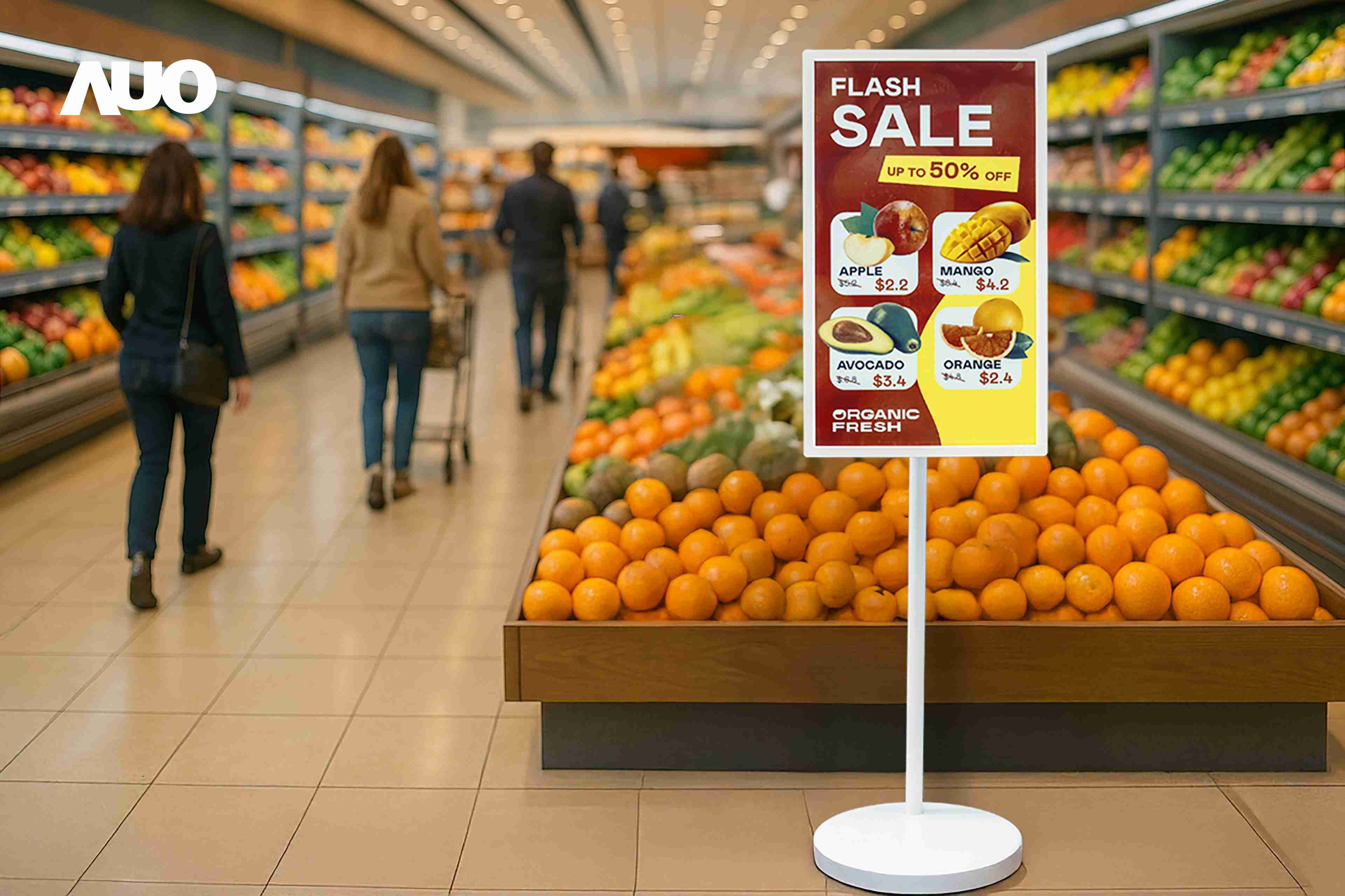 达擎首亮相低功耗、、、、全彩的〝aecoPost电子纸解决方案〞，，仅在更新画面时需要微量的电力驱动，，，，无需布建电线的便捷设计，，，，使其可灵活应用、、、、随意置放，，并可透过云端或行动装置app，，轻松管理及排程广告内容，，，，晋升店头营销利器。。。